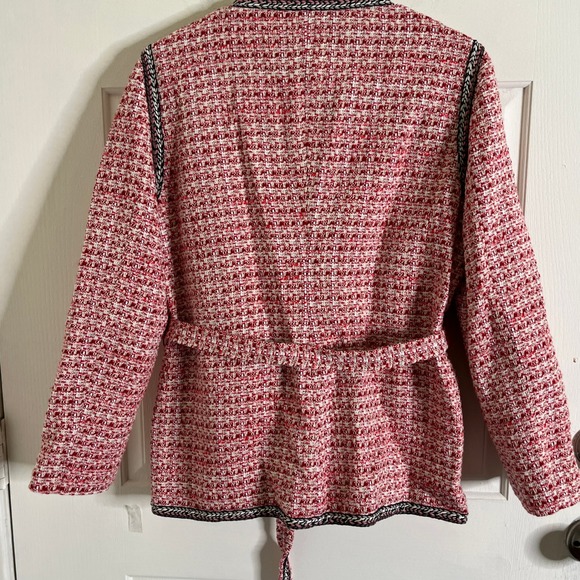 Maje Women's Venetia Two-Tone Tweed Jacket Pink Sz 40 Preppy Old Money - Picture 8 of 11